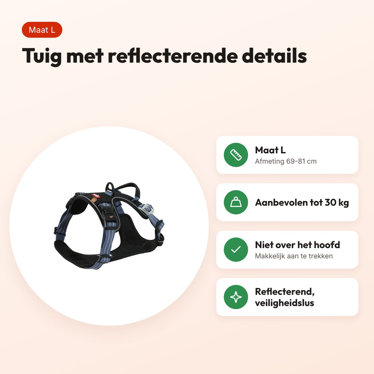 Zolux Bivouak hondentuig blauw L 69-81 cm – tot 30 kg – voordelen