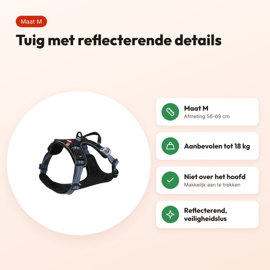 Zolux Bivouak hondentuig blauw M 56-69 cm – tot 18 kg – voordelen