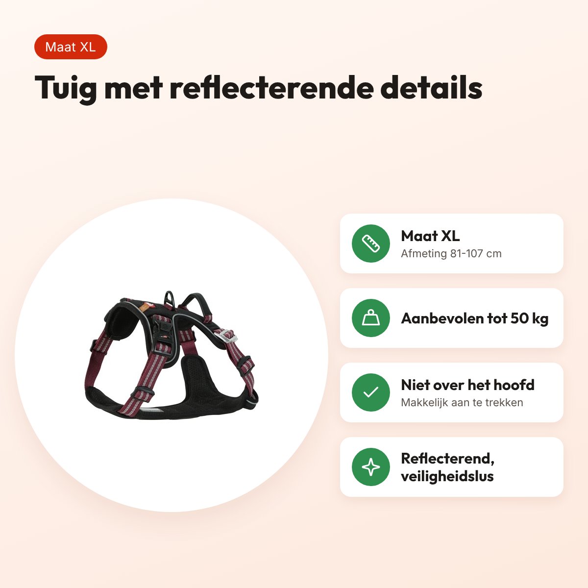 Zolux Bivouak hondentuig rood XL 81-107 cm – tot 50 kg – voordelen
