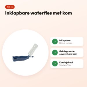 Zolux Bivouak inklapbare waterfles blauw 450 ml – met opvouwbare kom – voordelen
