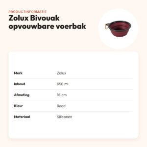 Zolux Bivouak opvouwbare voerbak siliconen rood 16 cm – 650 ml – productinformatie