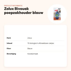 Zolux Bivouak poepzakhouder blauw met 15 poepzakjes – lichtgewicht – productinformatie