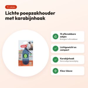 Zolux Bivouak poepzakhouder blauw met 15 poepzakjes – lichtgewicht – voordelen