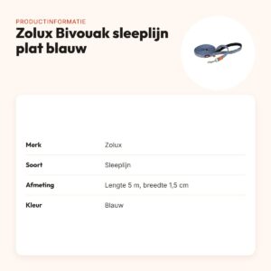 Zolux Bivouak sleeplijn plat blauw 5 m x 1,5 cm – waterafstotend – productinformatie