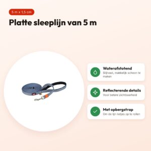 Zolux Bivouak sleeplijn plat blauw 5 m x 1,5 cm – waterafstotend – voordelen