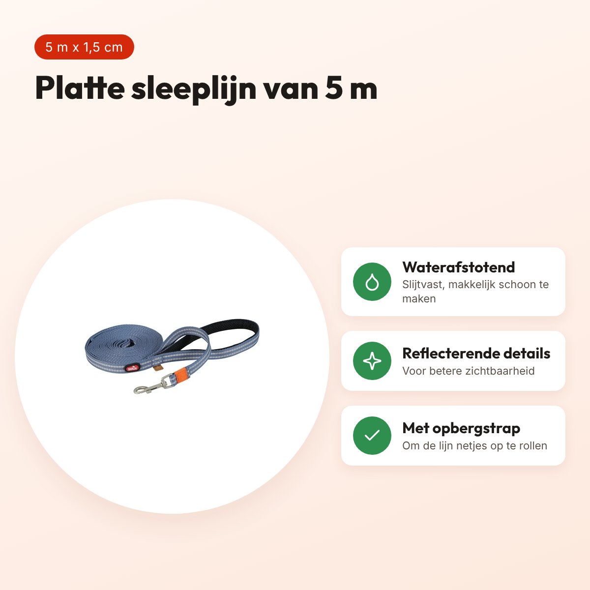 Zolux Bivouak sleeplijn plat blauw 5 m x 1,5 cm – waterafstotend – voordelen