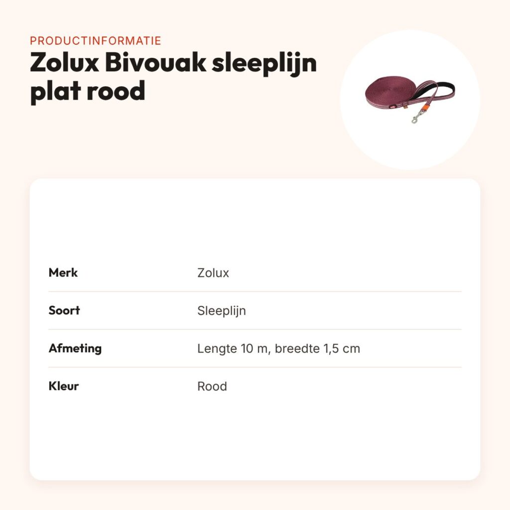 Zolux Bivouak sleeplijn plat rood 10 m x 1,5 cm – waterafstotend – productinformatie