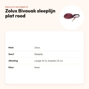 Zolux Bivouak sleeplijn plat rood 10 m x 1,5 cm – waterafstotend – productinformatie