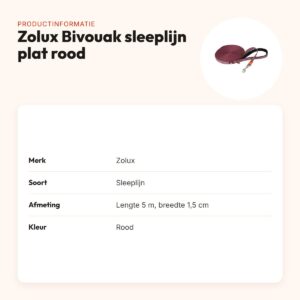 Zolux Bivouak sleeplijn plat rood 5 m x 1,5 cm – waterafstotend – productinformatie