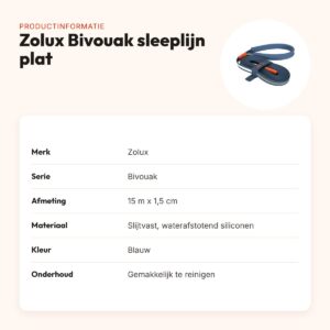 Zolux Bivouak sleeplijn plat siliconen blauw 15 m x 1,5 cm – productinformatie
