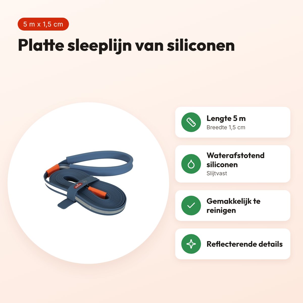 Zolux Bivouak sleeplijn plat siliconen blauw 5 m x 1,5 cm – voordelen