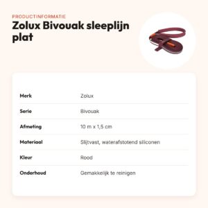 Zolux Bivouak sleeplijn plat siliconen rood 10 m x 1,5 cm – productinformatie