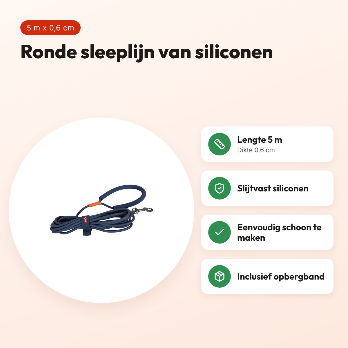 Zolux Bivouak sleeplijn rond siliconen blauw 5 m x 0,6 cm – voordelen