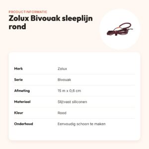 Zolux Bivouak sleeplijn rond siliconen rood 15 m x 0,6 cm – productinformatie