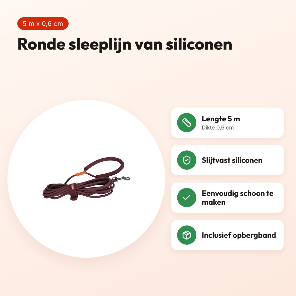 Zolux Bivouak sleeplijn rond siliconen rood 5 m x 0,6 cm – voordelen