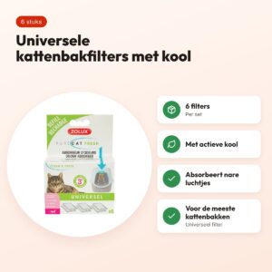 Zolux Clean & Fresh universeel kattenbakfilter actieve kool – 6 stuks – voordelen