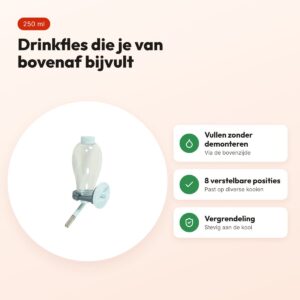 Zolux Cosy+ drinkfles Top knaagdier 250 ml – van bovenaf te vullen, blauw – voordelen