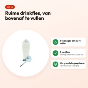 Zolux Cosy+ drinkfles Top knaagdier 500 ml – van bovenaf te vullen, blauw – voordelen