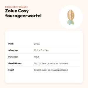 Zolux Cosy fourageerwortel snackhouder hout 13,5 x 7 x 7 cm – knaagdier – productinformatie
