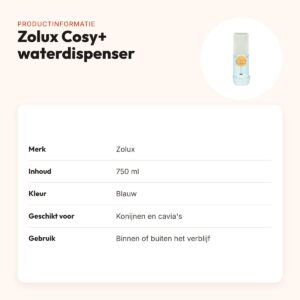 Zolux Cosy+ waterdispenser konijn en cavia 750 ml – blauw – productinformatie