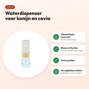 Zolux Cosy+ waterdispenser konijn en cavia 750 ml – blauw – voordelen