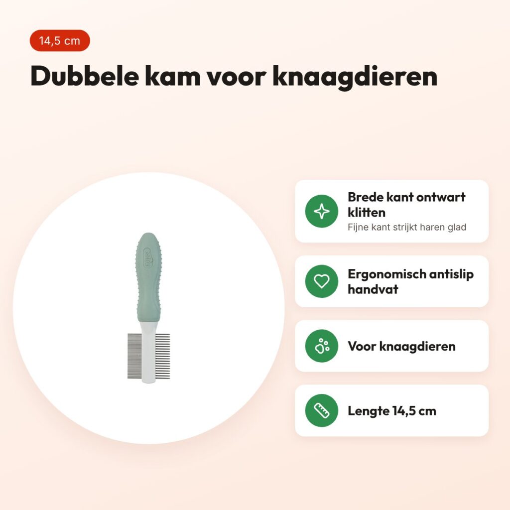 Zolux dubbele kam voor knaagdieren 14,5 cm – antislip handvat – voordelen