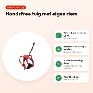 Zolux Easyride hondentuig rood M 55-67 cm – handsfree, 16-33 kg – voordelen