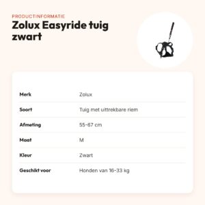Zolux Easyride hondentuig zwart M 55-67 cm – handsfree, 16-33 kg – productinformatie