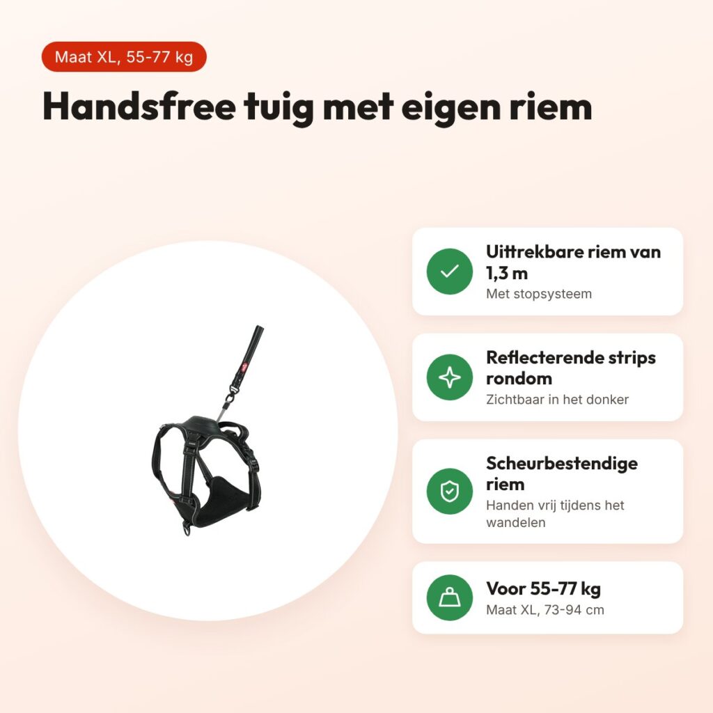 Zolux Easyride hondentuig zwart XL 73-94 cm – handsfree, 55-77 kg – voordelen