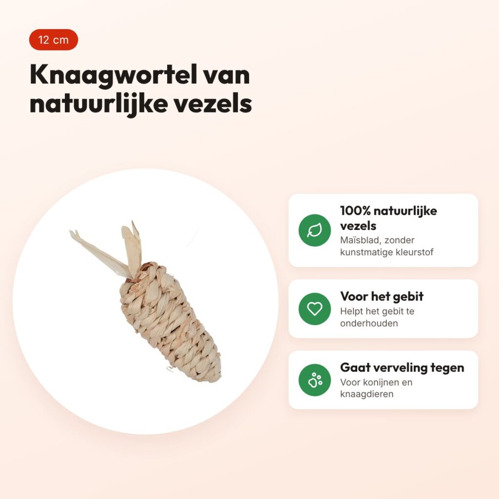 Zolux Ehop knaagspeelgoed wortel maisblad 12 cm – natuurlijke vezels – voordelen