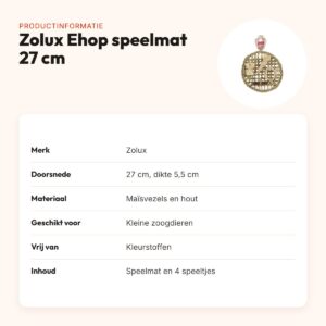 Zolux Ehop speelmat 27 cm – kleine zoogdieren, met 4 bijtspeeltjes – productinformatie