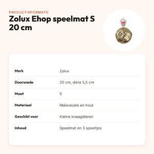 Zolux Ehop speelmat S 20 cm – kleine knaagdieren, met 3 bijtspeeltjes – productinformatie