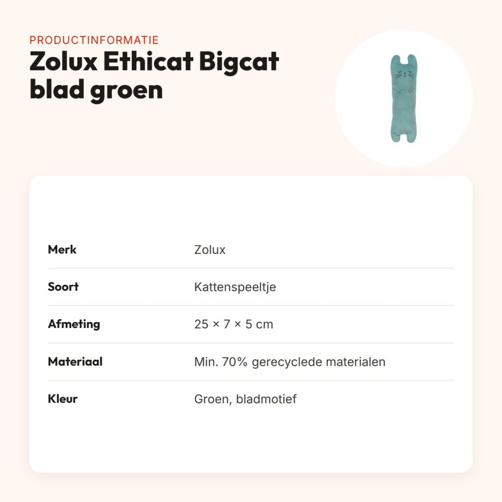 Zolux Ethicat kattenspeeltje Bigcat bladmotief groen 25 cm – met catnip – productinformatie