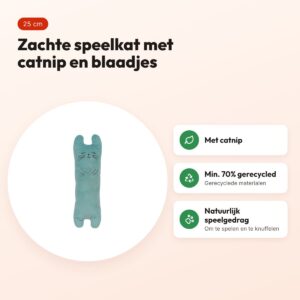 Zolux Ethicat kattenspeeltje Bigcat bladmotief groen 25 cm – met catnip – voordelen