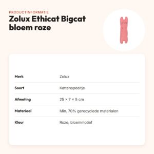 Zolux Ethicat kattenspeeltje Bigcat bloemmotief roze 25 cm – met catnip – productinformatie