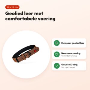 Zolux Expert halsband hond premium leer/neopreen bruin 40 x 1,6 cm – voordelen