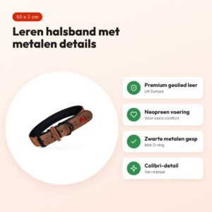 Zolux Expert halsband hond premium leer/neopreen bruin 50 x 2 cm – voordelen