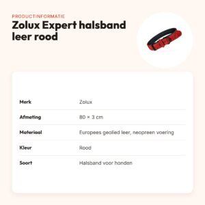 Zolux Expert halsband hond premium leer/neopreen rood 80 x 3 cm – productinformatie