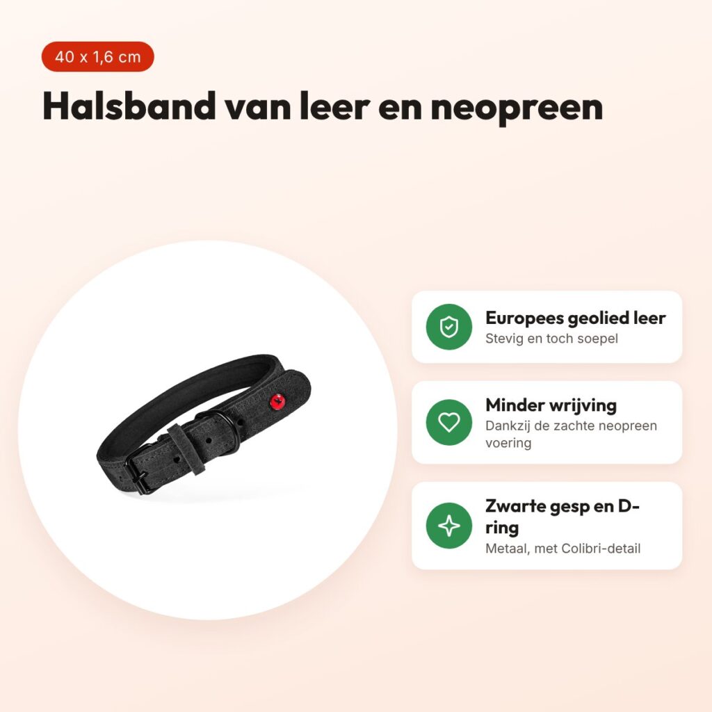 Zolux Expert halsband hond premium leer/neopreen zwart 40 x 1,6 cm – voordelen