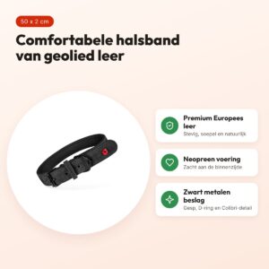 Zolux Expert halsband hond premium leer/neopreen zwart 50 x 2 cm – voordelen