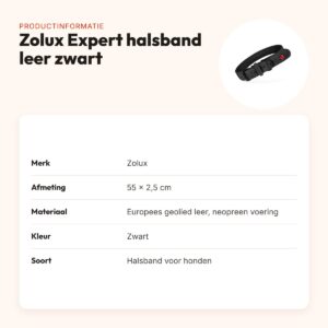 Zolux Expert halsband hond premium leer/neopreen zwart 55 x 2,5 cm – productinformatie