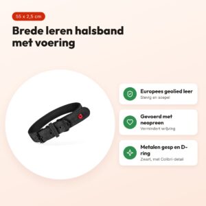 Zolux Expert halsband hond premium leer/neopreen zwart 55 x 2,5 cm – voordelen