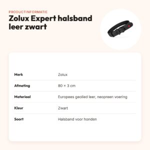 Zolux Expert halsband hond premium leer/neopreen zwart 80 x 3 cm – productinformatie