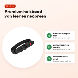 Zolux Expert halsband hond premium leer/neopreen zwart 80 x 3 cm – voordelen
