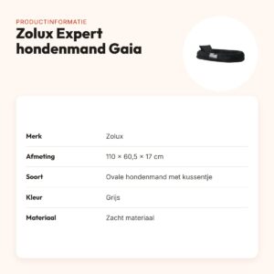 Zolux Expert hondenmand Gaia ovaal grijs 110 x 60,5 x 17 cm – met kussen – productinformatie