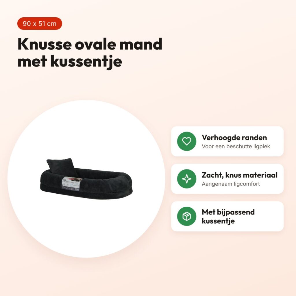 Zolux Expert hondenmand Gaia ovaal grijs 90 x 51 x 17 cm – met kussen – voordelen