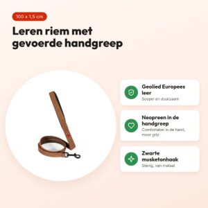 Zolux Expert hondenriem premium leer/neopreen bruin 100 x 1,5 cm – voordelen