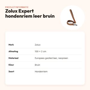 Zolux Expert hondenriem premium leer/neopreen bruin 100 x 2 cm – productinformatie