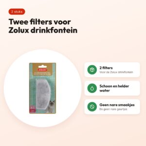 Zolux filters voor drinkfontein – 2 stuks, verwisselbaar – voordelen