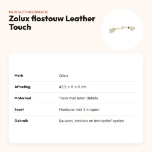 Zolux flostouw Leather Touch 3 knopen 43,5 cm – touw met leren details – productinformatie